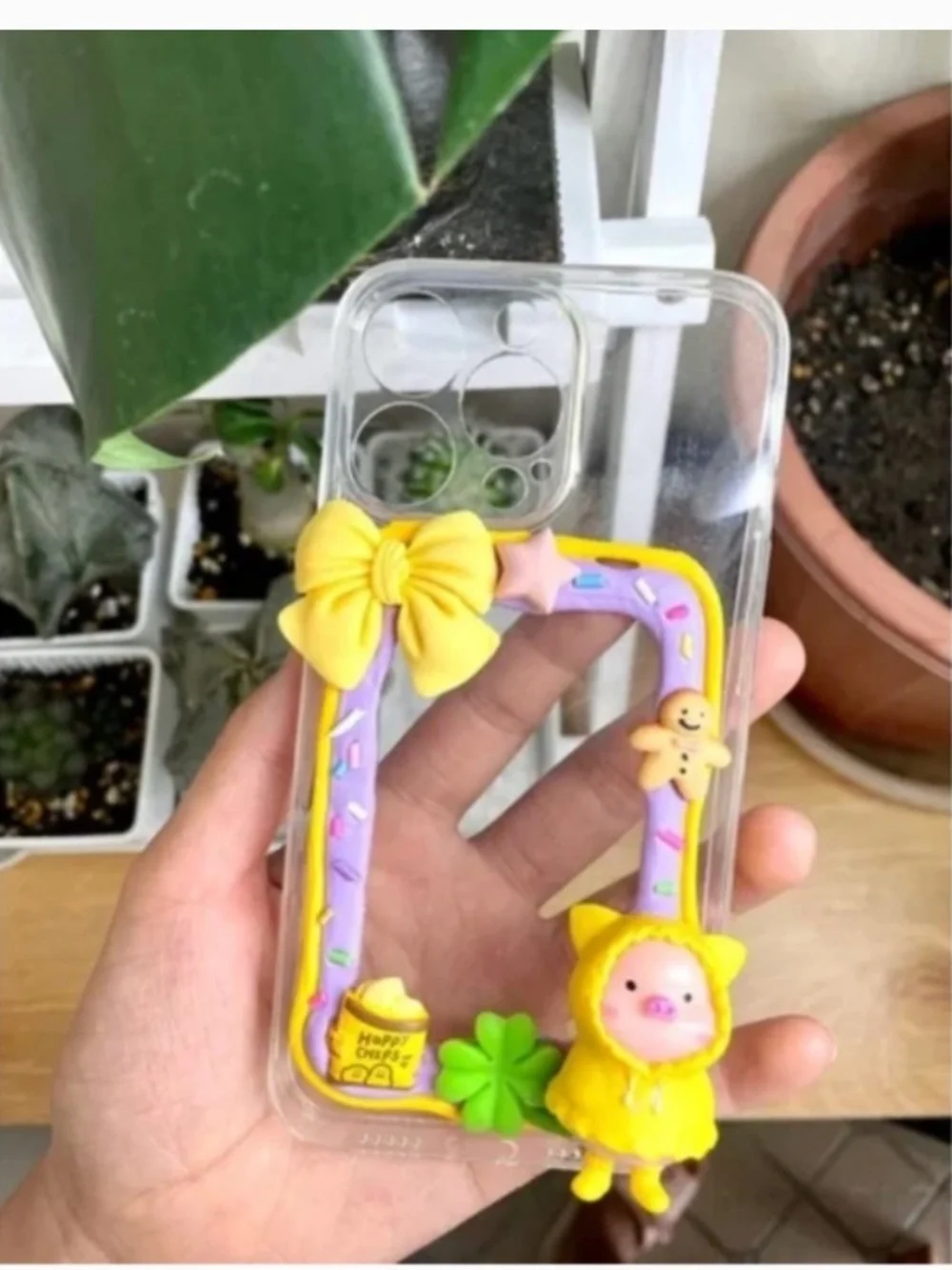 iPhone 13pro butterfly or rabbit or piggy Phone Case, Handmade cartoon case